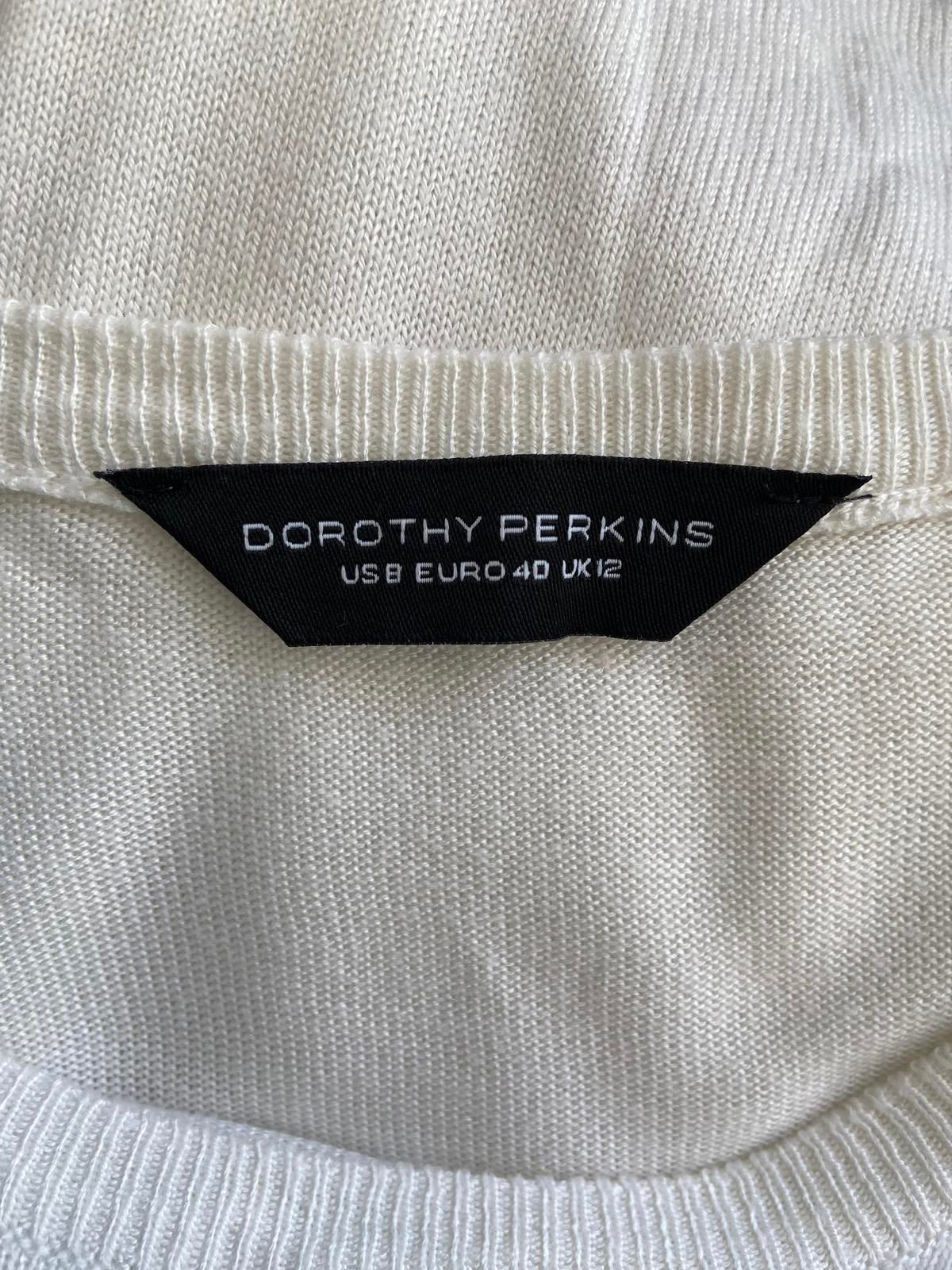 Dorothy Perkins Size 12 White Sheer Sleeve Sweater