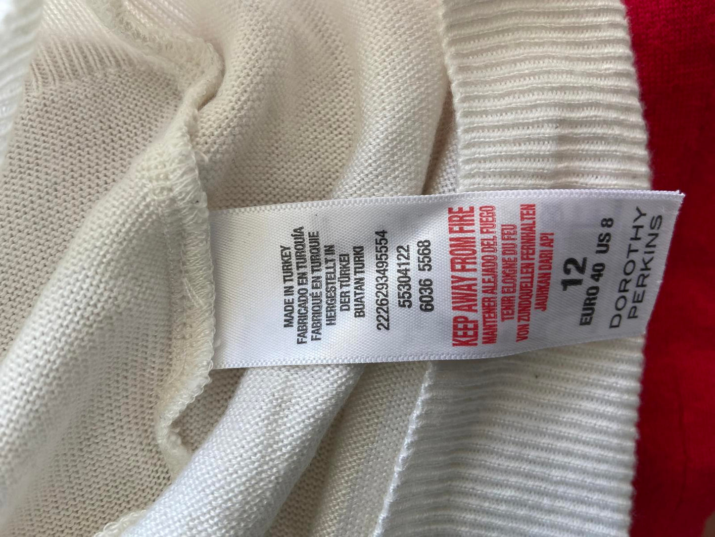 Dorothy Perkins Size 12 White Sheer Sleeve Sweater