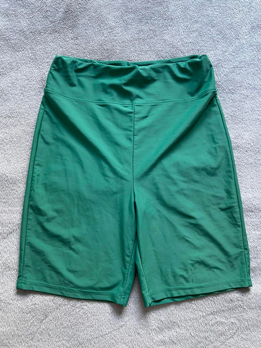 ASOS Size 12 Green Lycra Cycling Shorts Gym Yoga Mid-Thigh Activewear