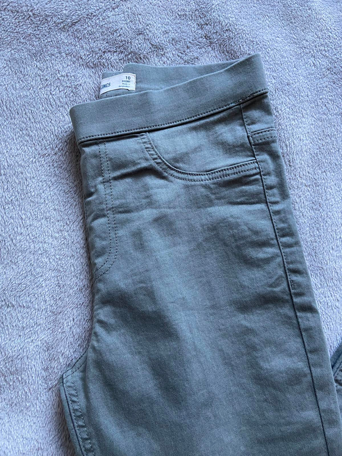 M&S Size 10 Short Dark Green Cotton Blend High Waste Elasticated Jeggings