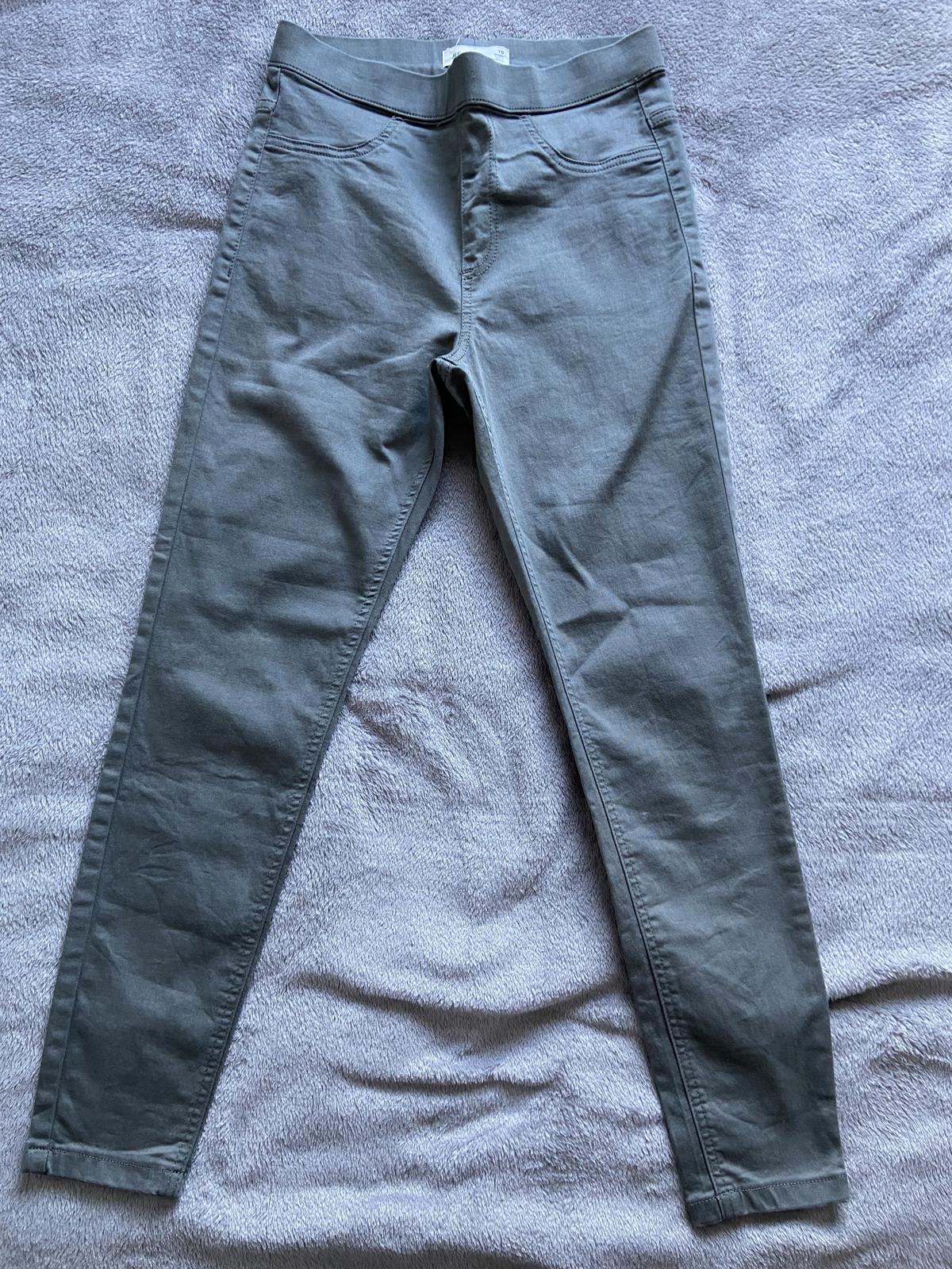 M&S Size 10 Short Dark Green Cotton Blend High Waste Elasticated Jeggings