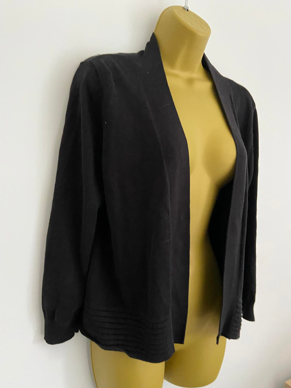 Wallis Black Open Front Waterfall Cardigan - Size M, Excellent Pre-Loved