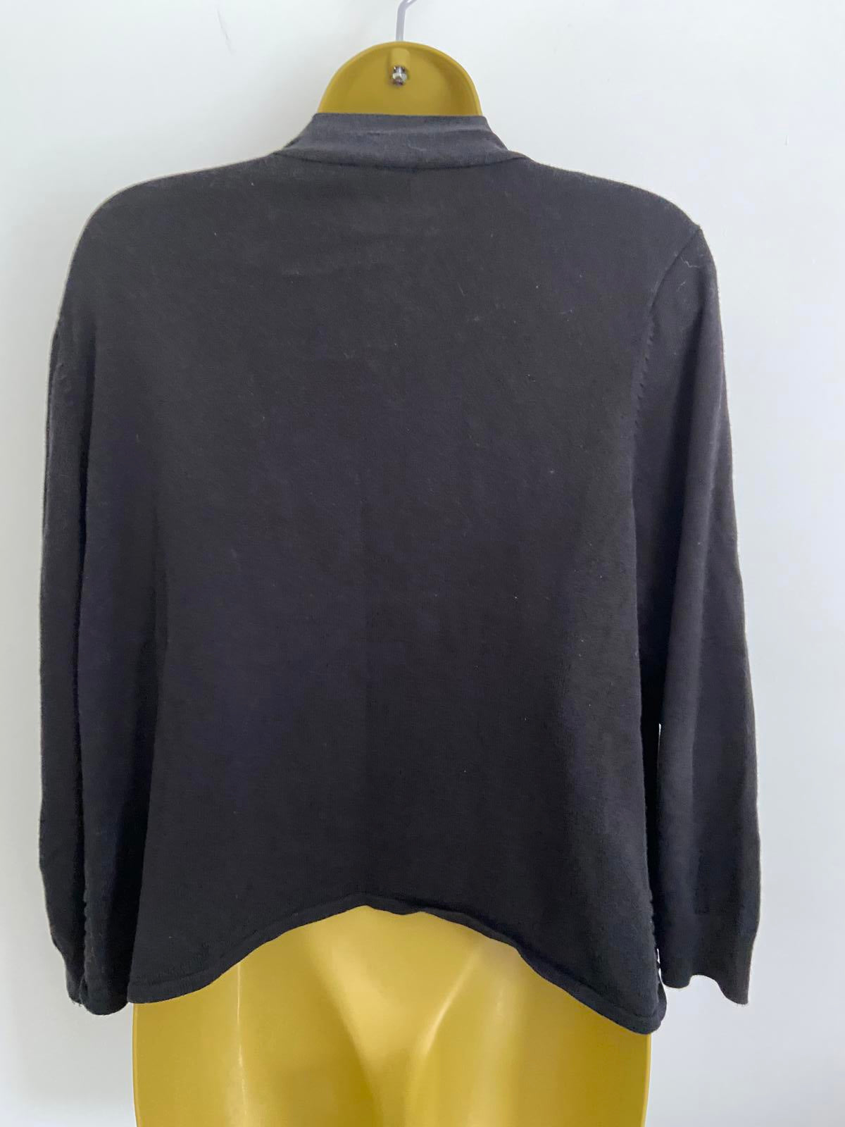Wallis Black Open Front Waterfall Cardigan - Size M, Excellent Pre-Loved