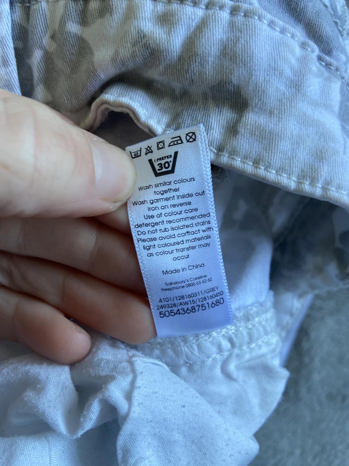 Tu Size 12 White & Grey Floral Denim Jeans Cropped Stretch Cotton Slim Leg