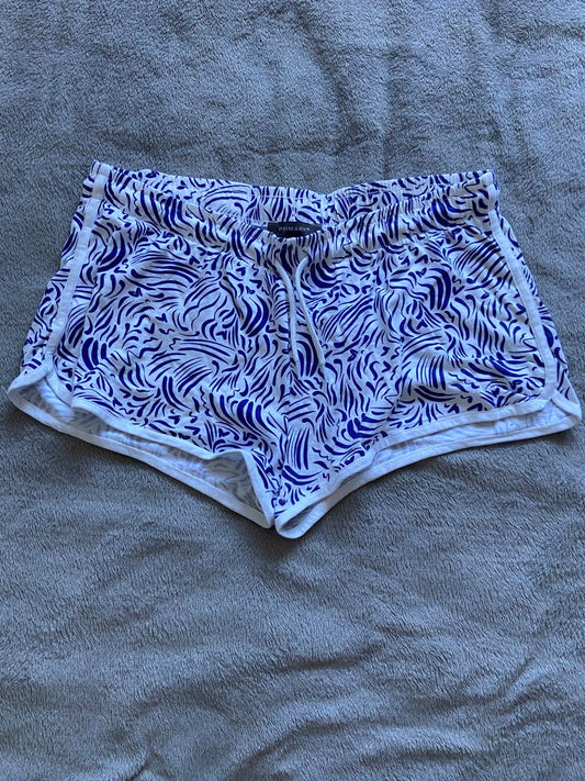 Primark Size Large 14-16 Blue & White Patterned Cotton Summer Pyjama Shorts