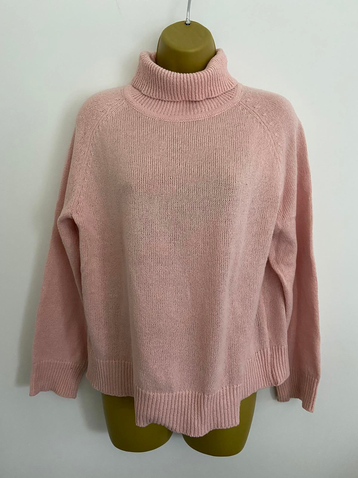 SHEIN Pink Roll Neck Turtleneck Jumper/Sweater - Size L, Excellent Pre-Loved