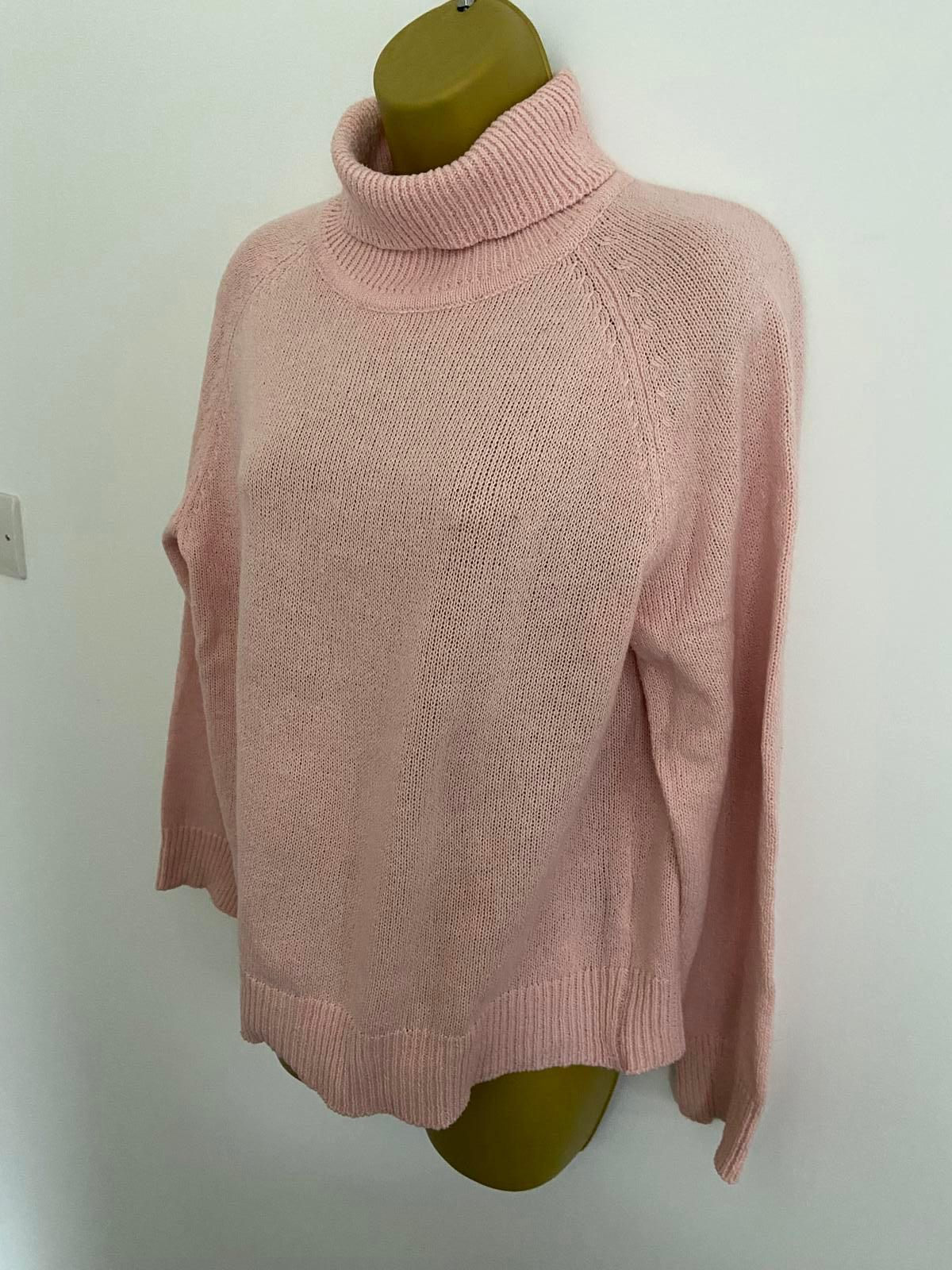 SHEIN Pink Roll Neck Turtleneck Jumper/Sweater - Size L, Excellent Pre-Loved