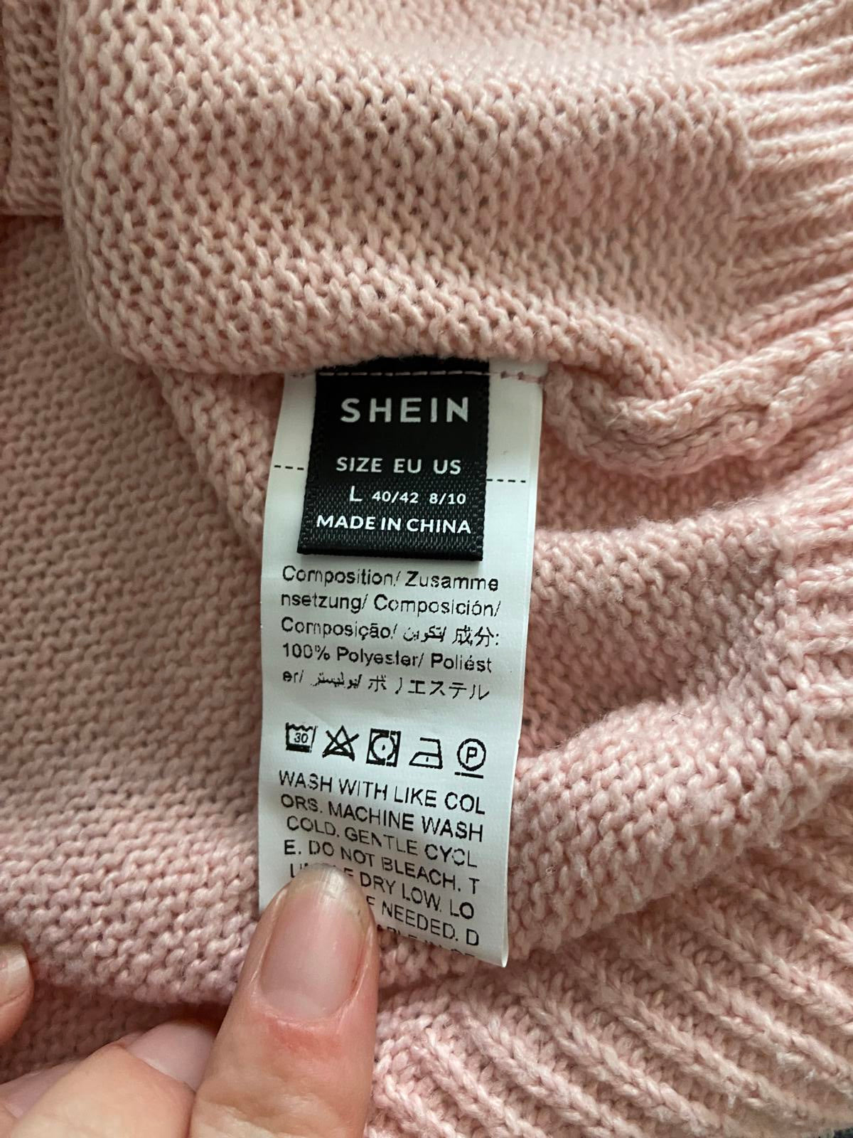 SHEIN Pink Roll Neck Turtleneck Jumper/Sweater - Size L, Excellent Pre-Loved