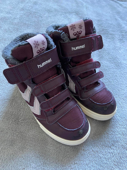 Hummel Kids Girls Size 2.5 Burgundy Purple High Top Velcro Winter Boots