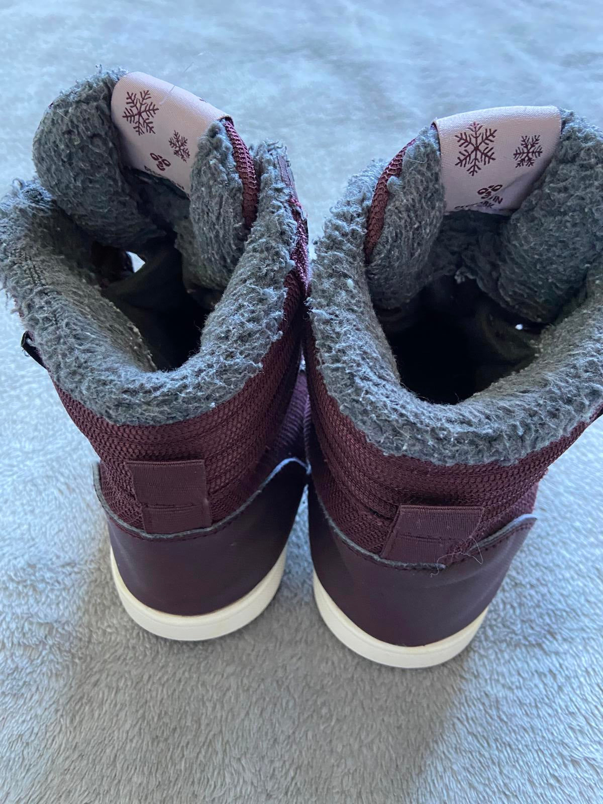 Hummel Kids Girls Size 2.5 Burgundy Purple High Top Velcro Winter Boots