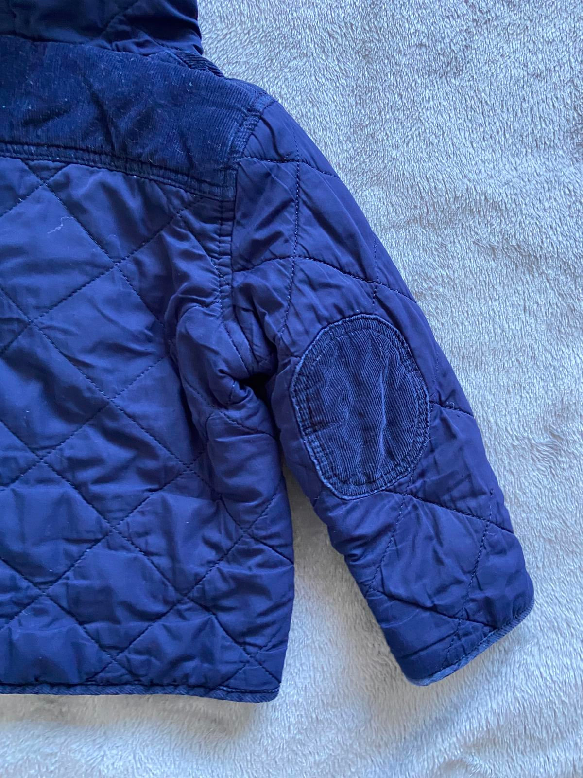 JoJo Maman Bébé Boys 12-18 Months Navy Blue Quilted Hooded Winter Coat Jacket