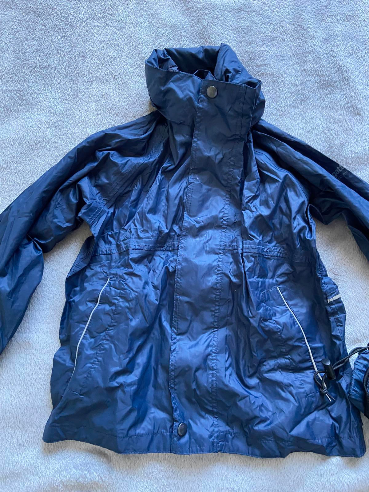 Regatta Kids Age 5-6 Navy Blue Waterproof Hooded Packaway Rain Coat Jacket