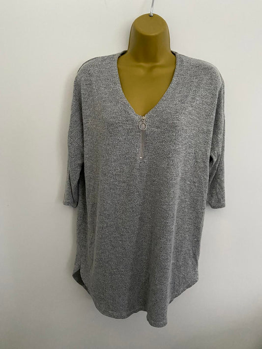Papaya Grey Lightweight V-Neck Quarter Zip Jumper/Sweater - Size M, BNWOT
