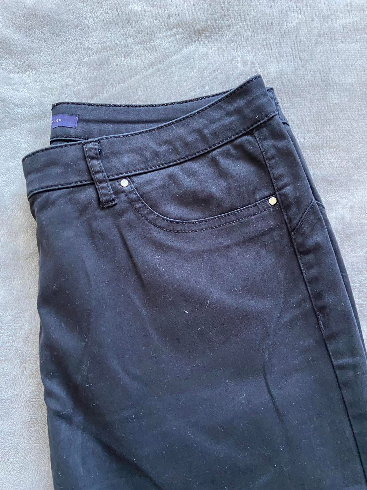 M&S Size 14 Regular Black Lightweight Cotton Stretch Denim Straight Leg Jeans