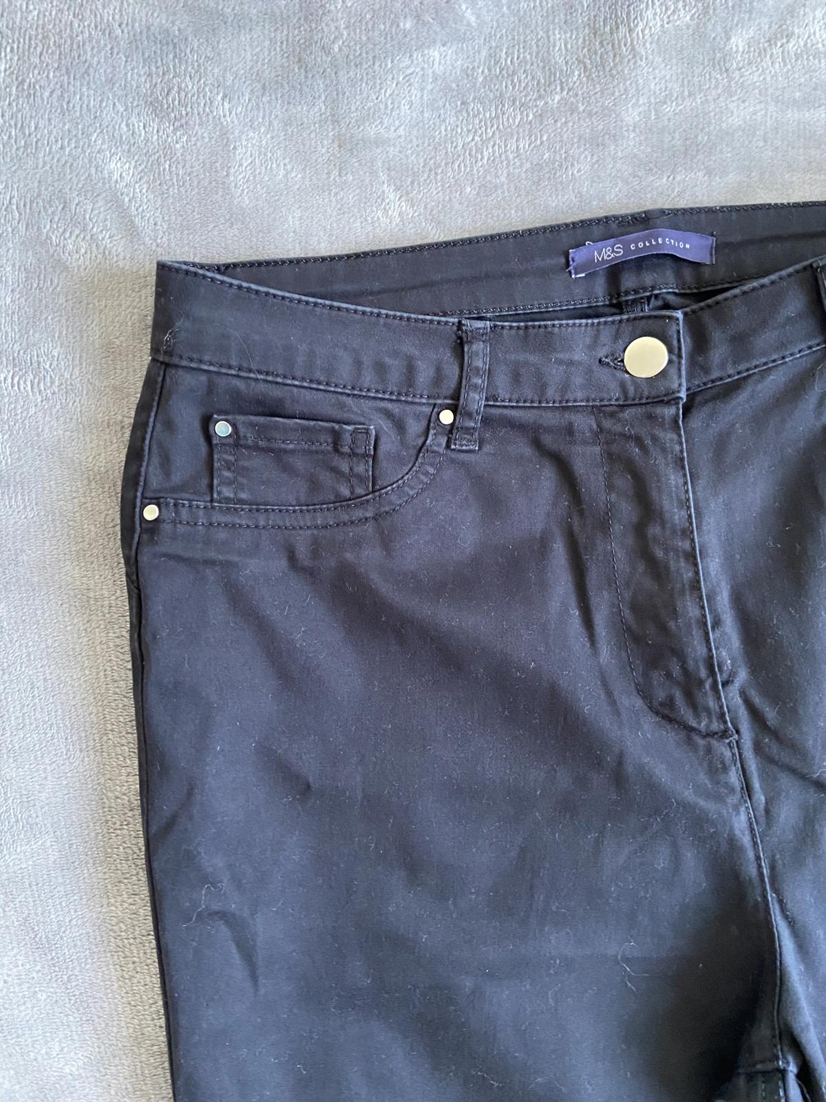 M&S Size 14 Regular Black Lightweight Cotton Stretch Denim Straight Leg Jeans