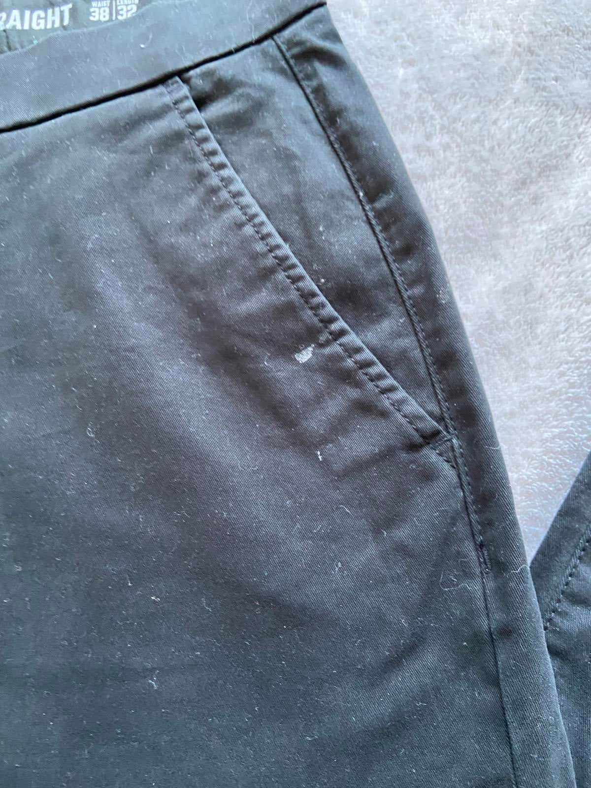 F&F Men's Size 38W 32L Black Straight Leg Soft Chino Cotton Stretch Trousers