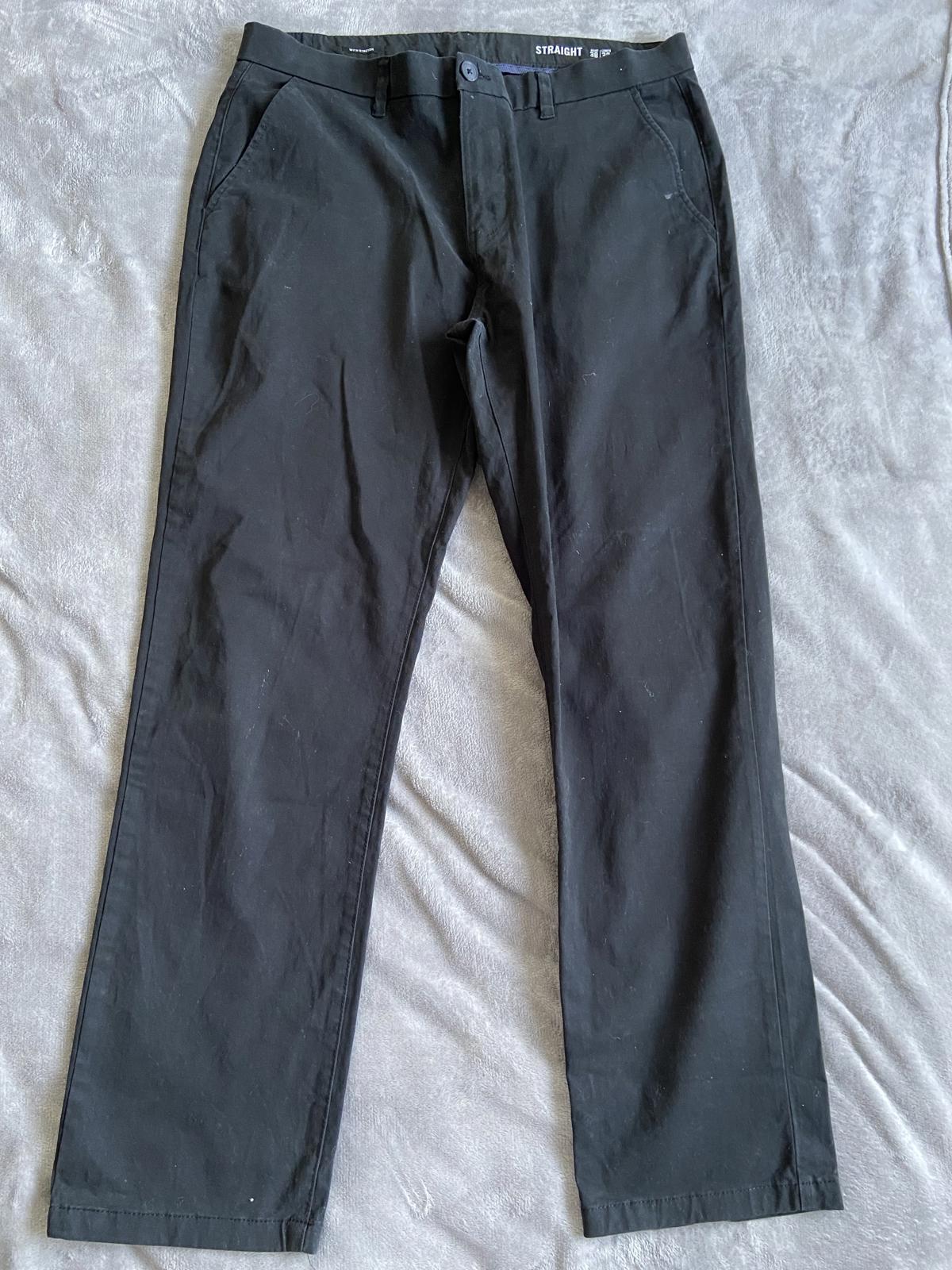 F&F Men's Size 38W 32L Black Straight Leg Soft Chino Cotton Stretch Trousers