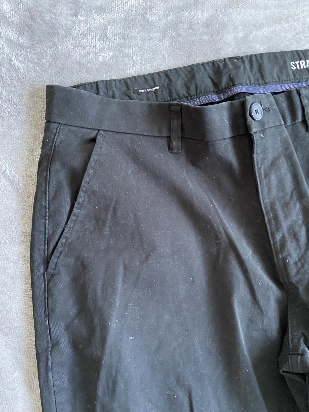 F&F Men's Size 38W 32L Black Straight Leg Soft Chino Cotton Stretch Trousers