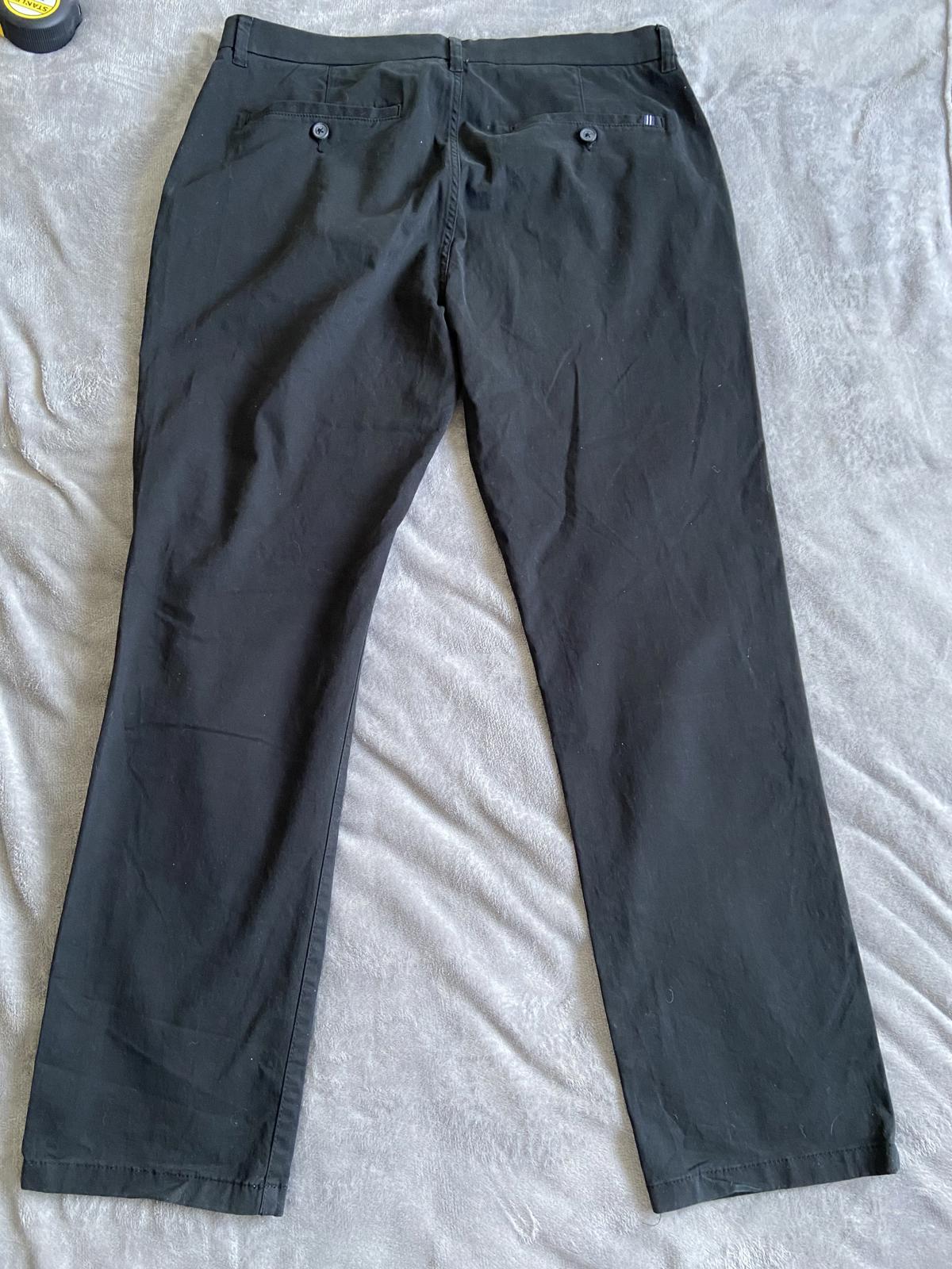 F&F Men's Size 38W 32L Black Straight Leg Soft Chino Cotton Stretch Trousers