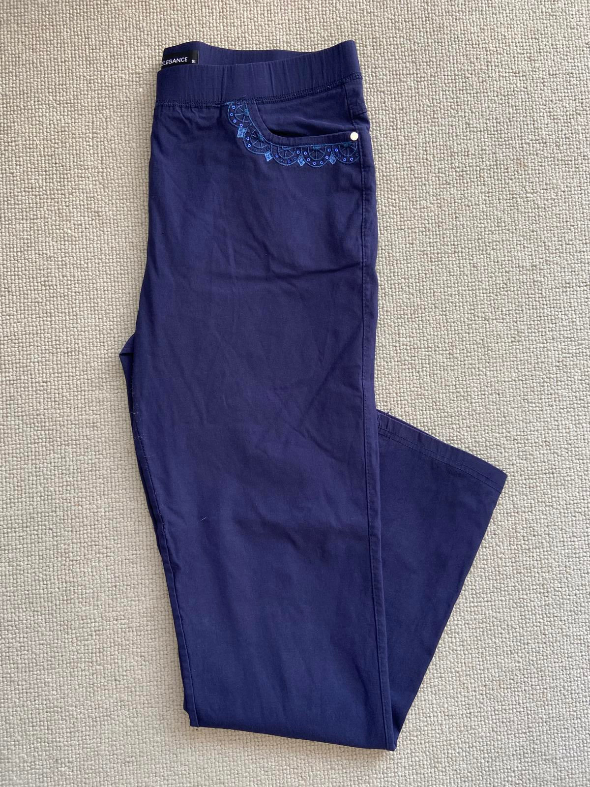 Just Elegance Size 16 Blue Embroidered Trousers with Sequins
