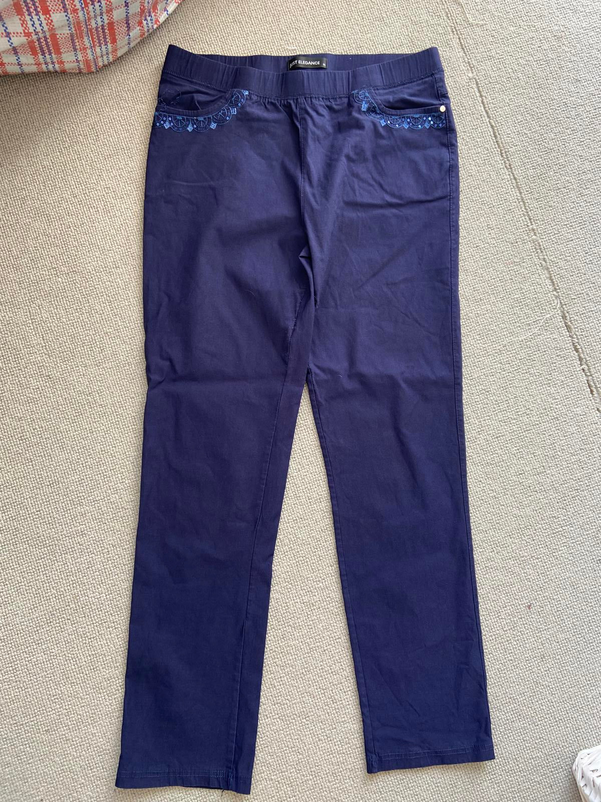 Just Elegance Size 16 Blue Embroidered Trousers with Sequins