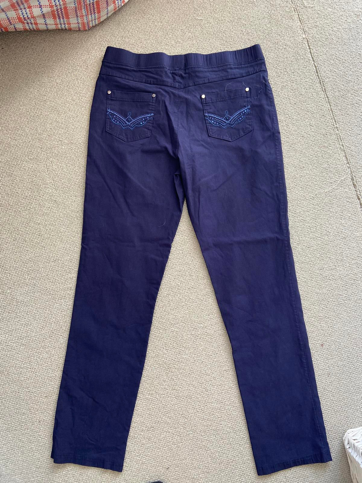 Just Elegance Size 16 Blue Embroidered Trousers with Sequins