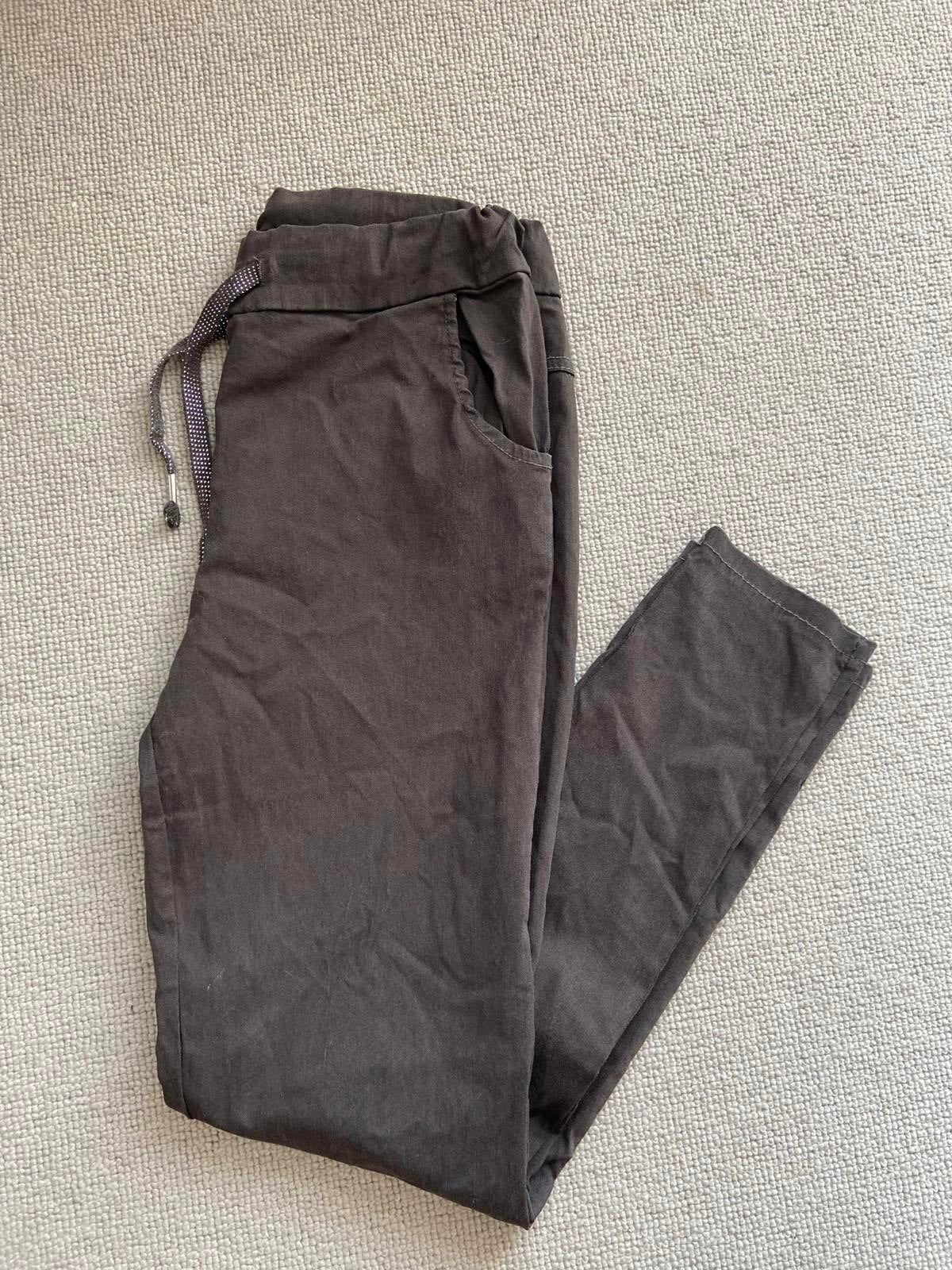 Unbranded Dark Grey/Brown Elasticated Trousers with Glittery Tie