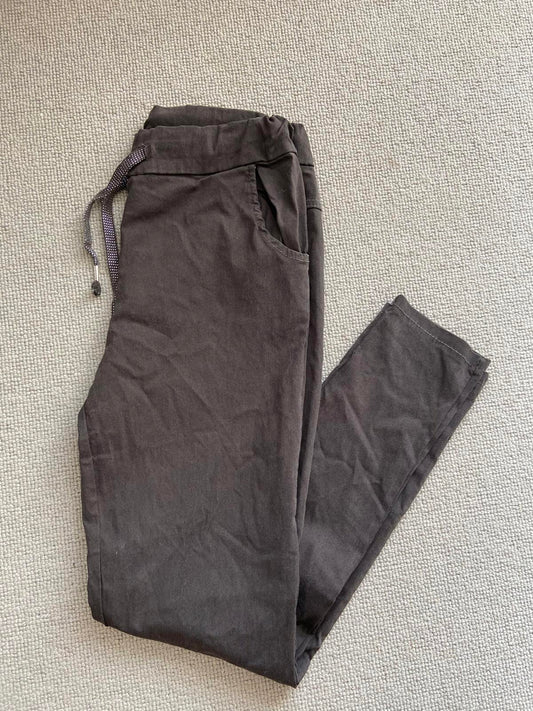 Unbranded Dark Grey/Brown Elasticated Trousers with Glittery Tie