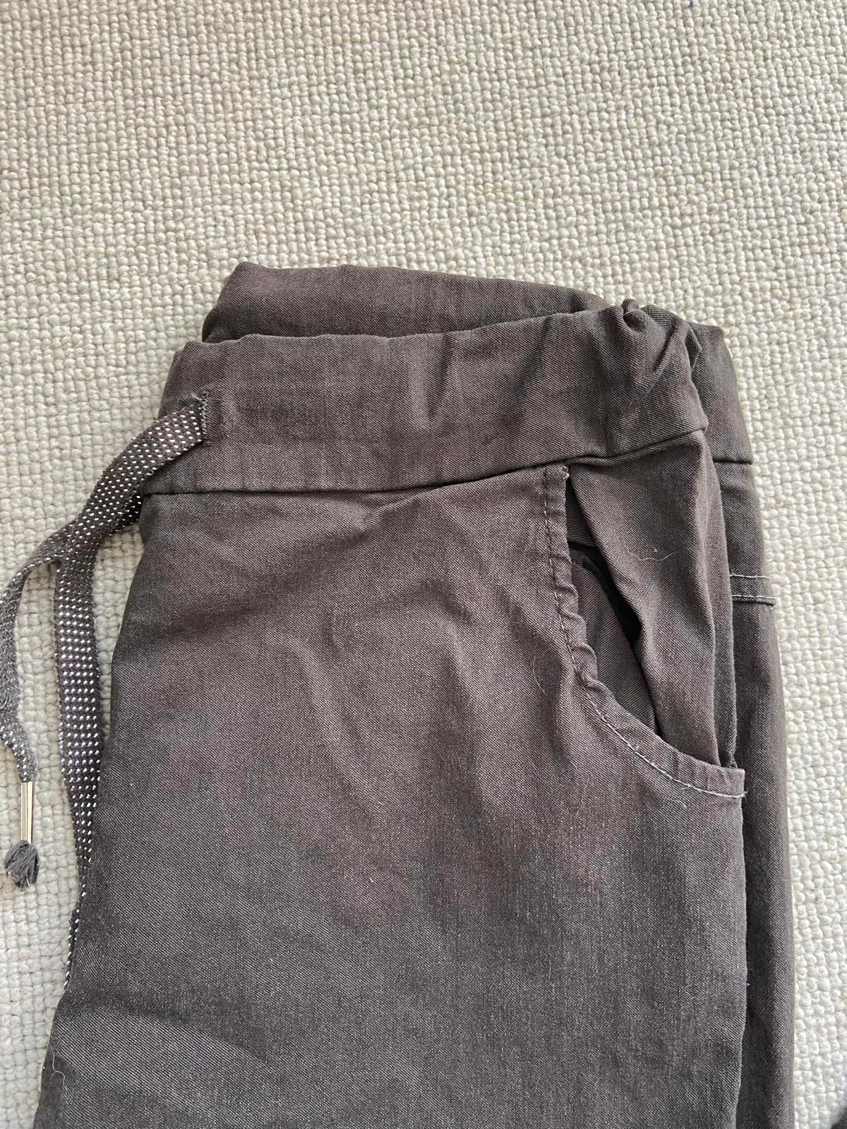 Unbranded Dark Grey/Brown Elasticated Trousers with Glittery Tie