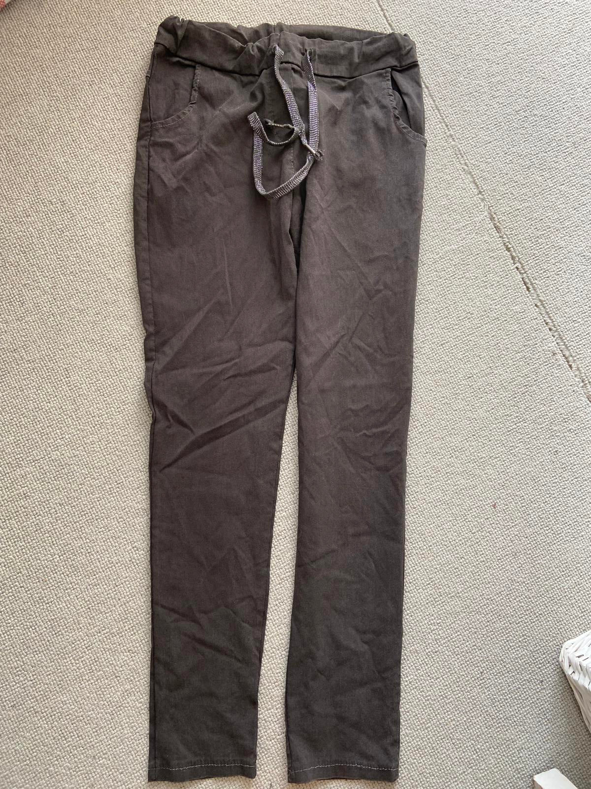 Unbranded Dark Grey/Brown Elasticated Trousers with Glittery Tie