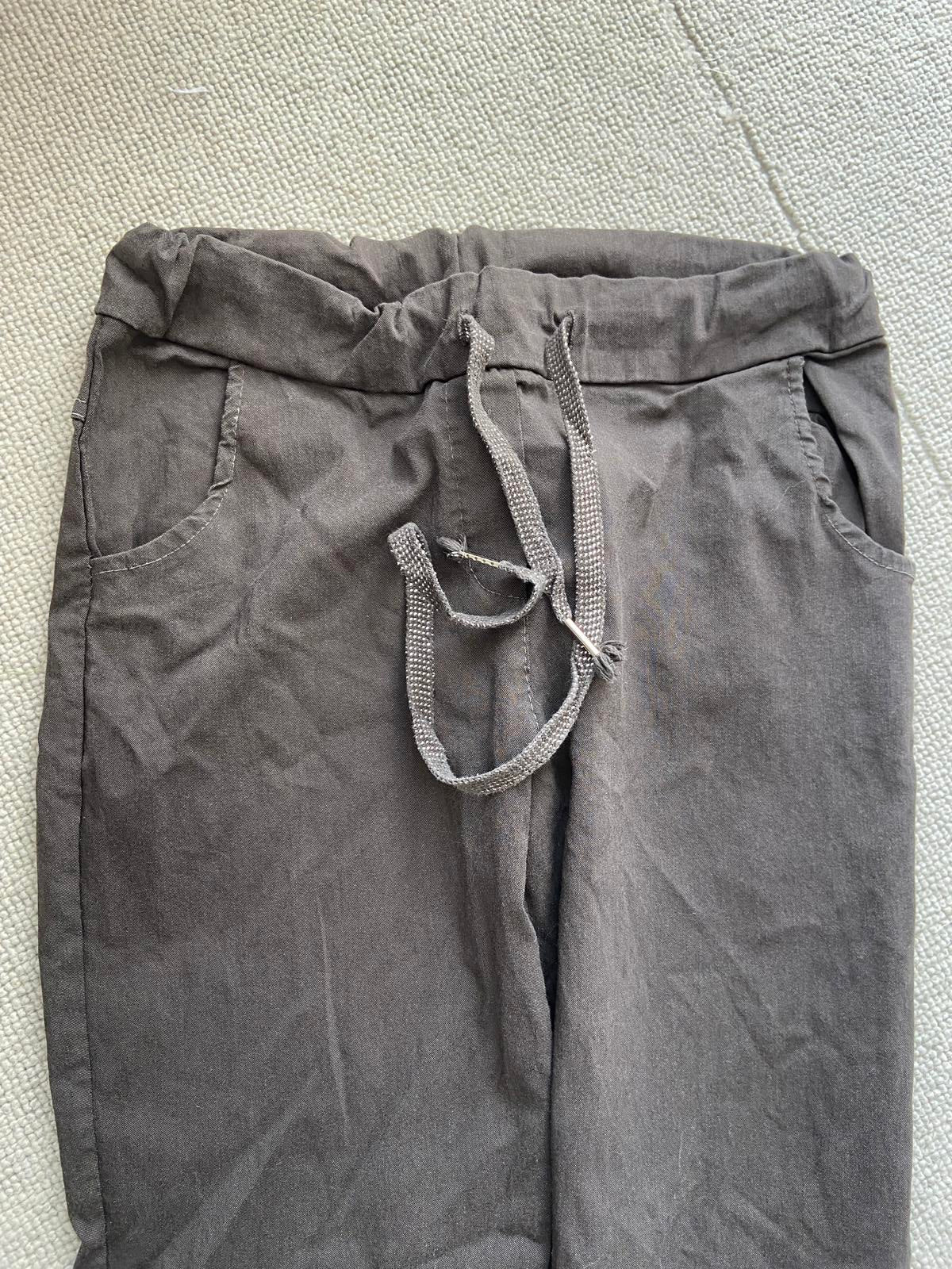 Unbranded Dark Grey/Brown Elasticated Trousers with Glittery Tie