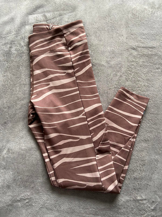 ASOS 4505 Size 12 Brown Zebra Print High Waist Gym Leggings Yoga Trousers