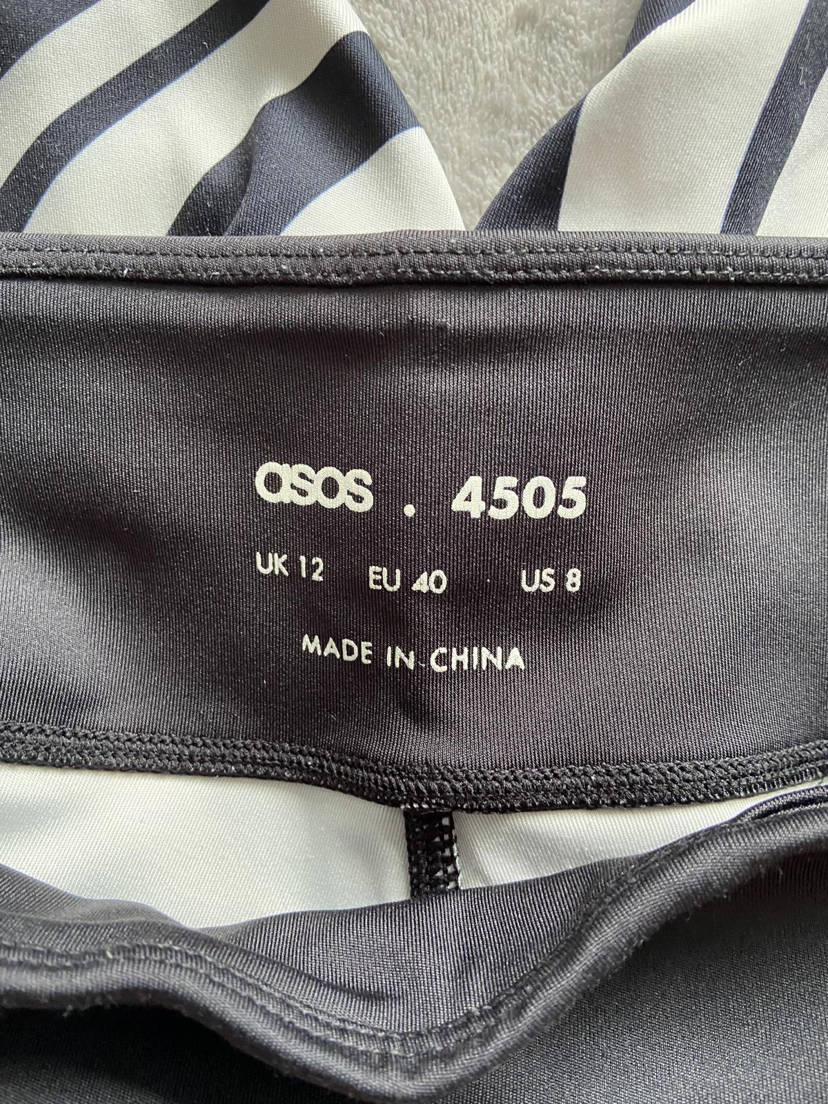 ASOS 4505 Size 12 Black & White Swirl Print Active Gym Training Leggings