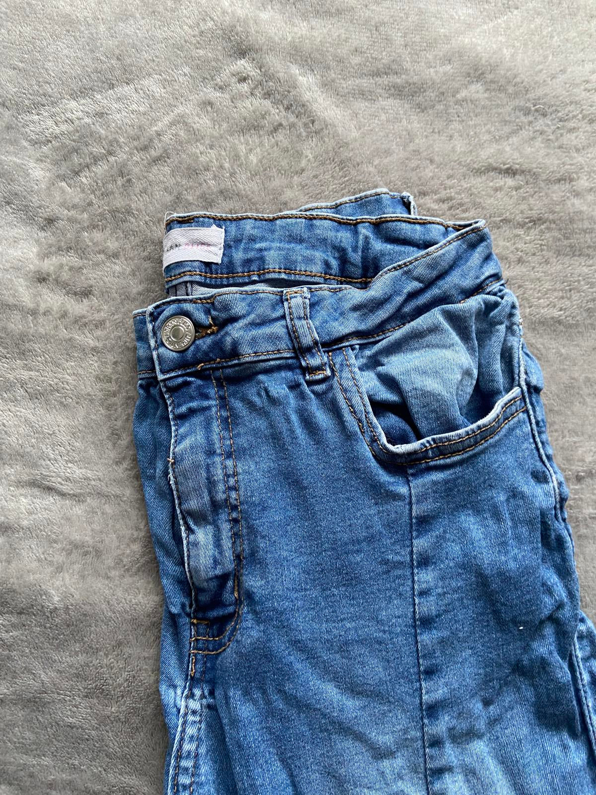 Urban Bliss Size 12 Blue Slim Straight Jeans Raw Hem Detail Cotton Stretch 26"