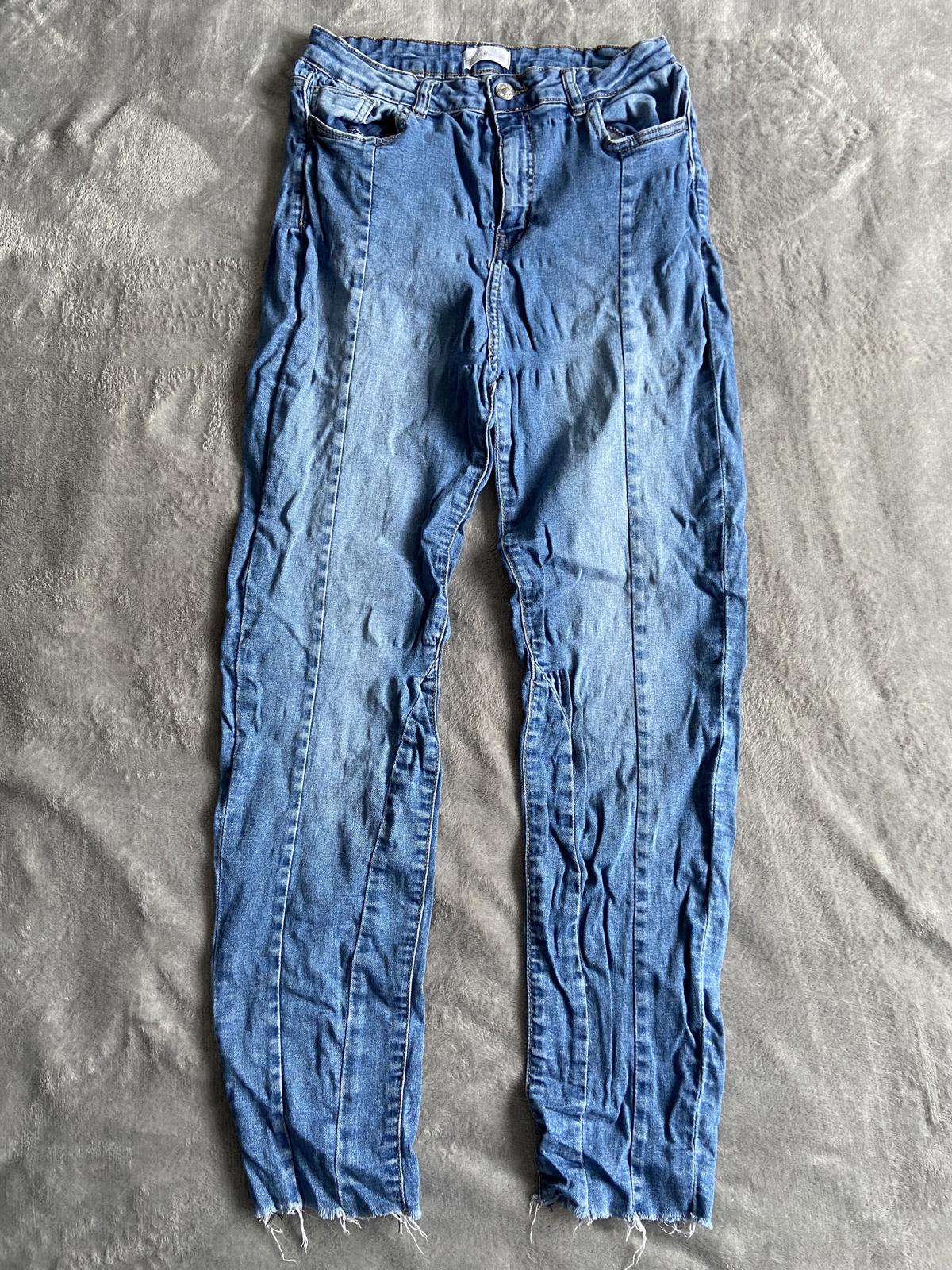 Urban Bliss Size 12 Blue Slim Straight Jeans Raw Hem Detail Cotton Stretch 26"