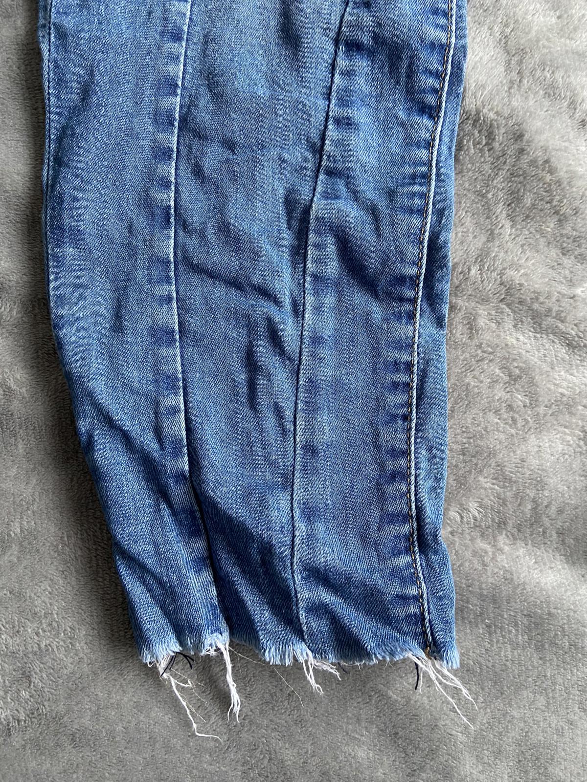 Urban Bliss Size 12 Blue Slim Straight Jeans Raw Hem Detail Cotton Stretch 26"