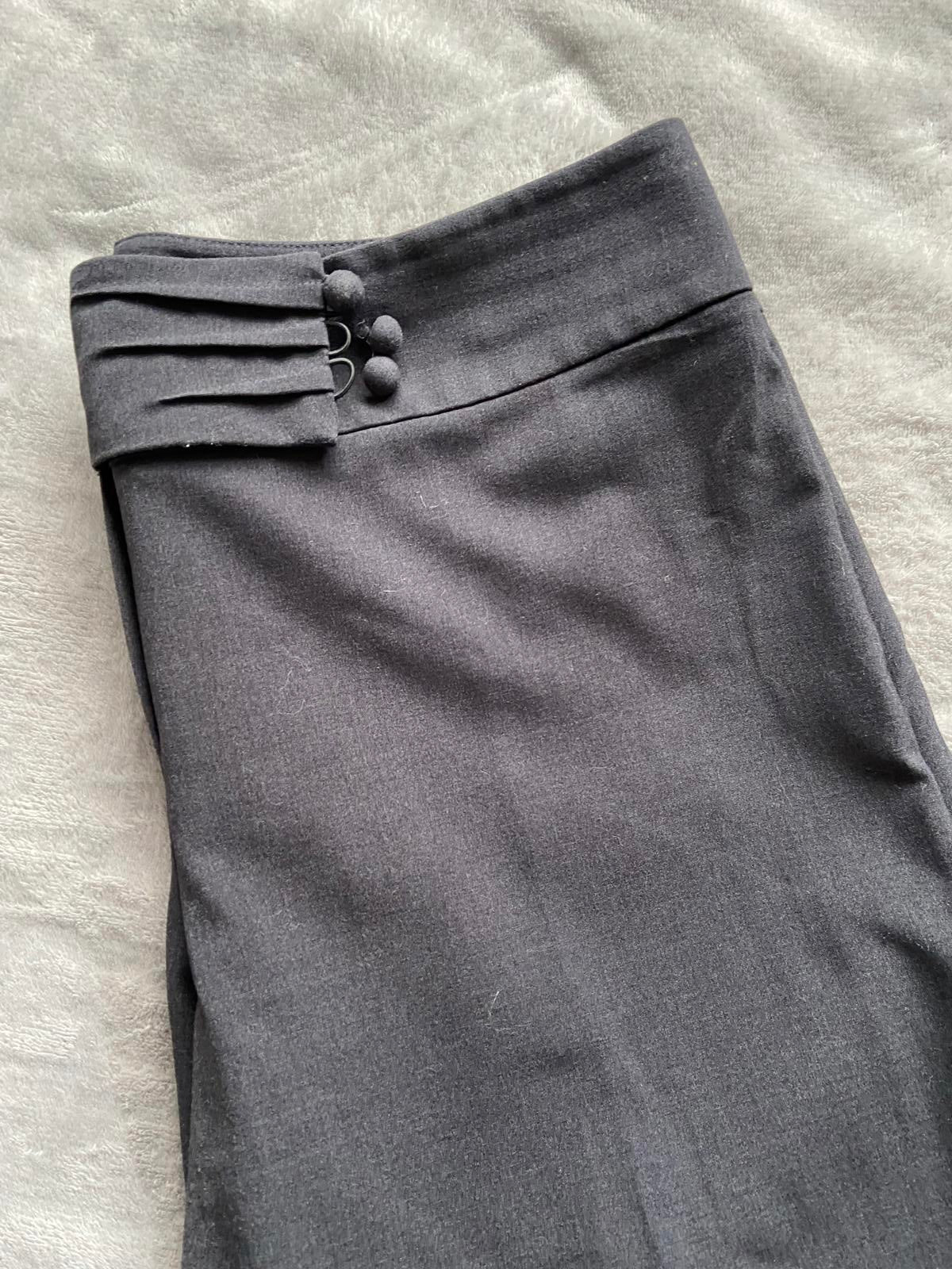 M&S Size 18 Medium Charcoal Grey Smart Wide Leg Trousers 3 Button Detail