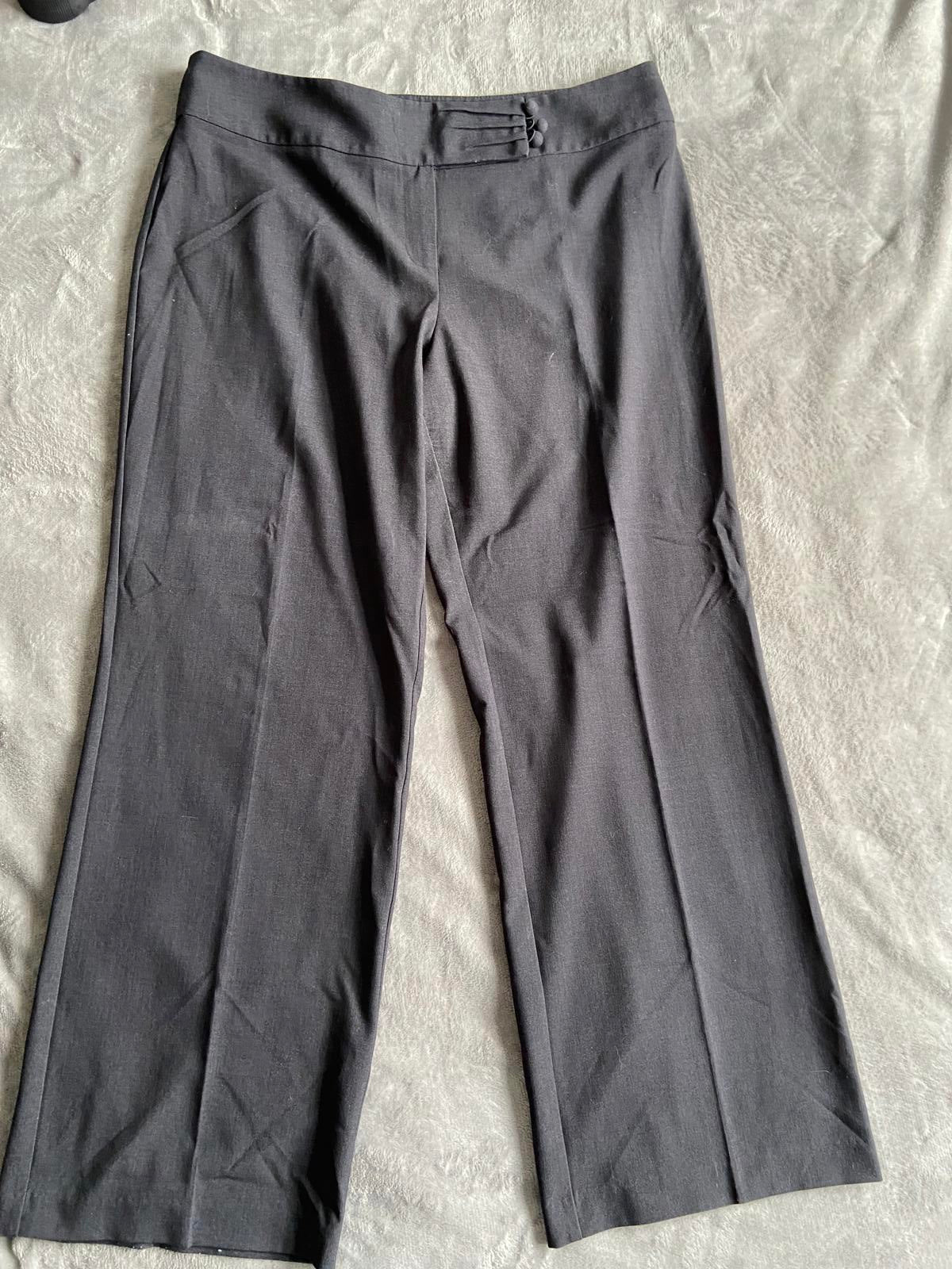 M&S Size 18 Medium Charcoal Grey Smart Wide Leg Trousers 3 Button Detail