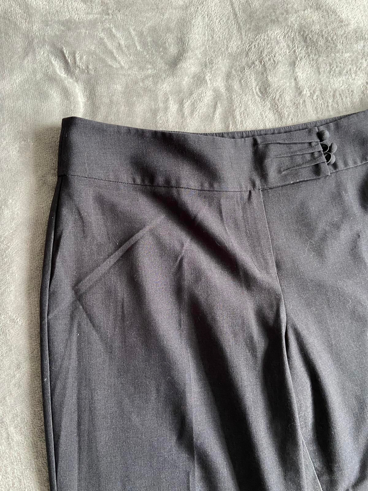 M&S Size 18 Medium Charcoal Grey Smart Wide Leg Trousers 3 Button Detail
