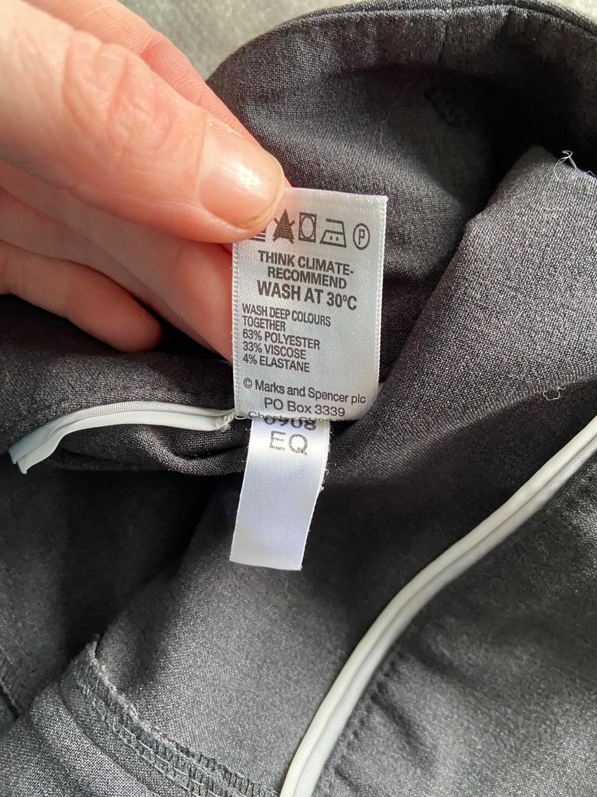 M&S Size 18 Medium Charcoal Grey Smart Wide Leg Trousers 3 Button Detail