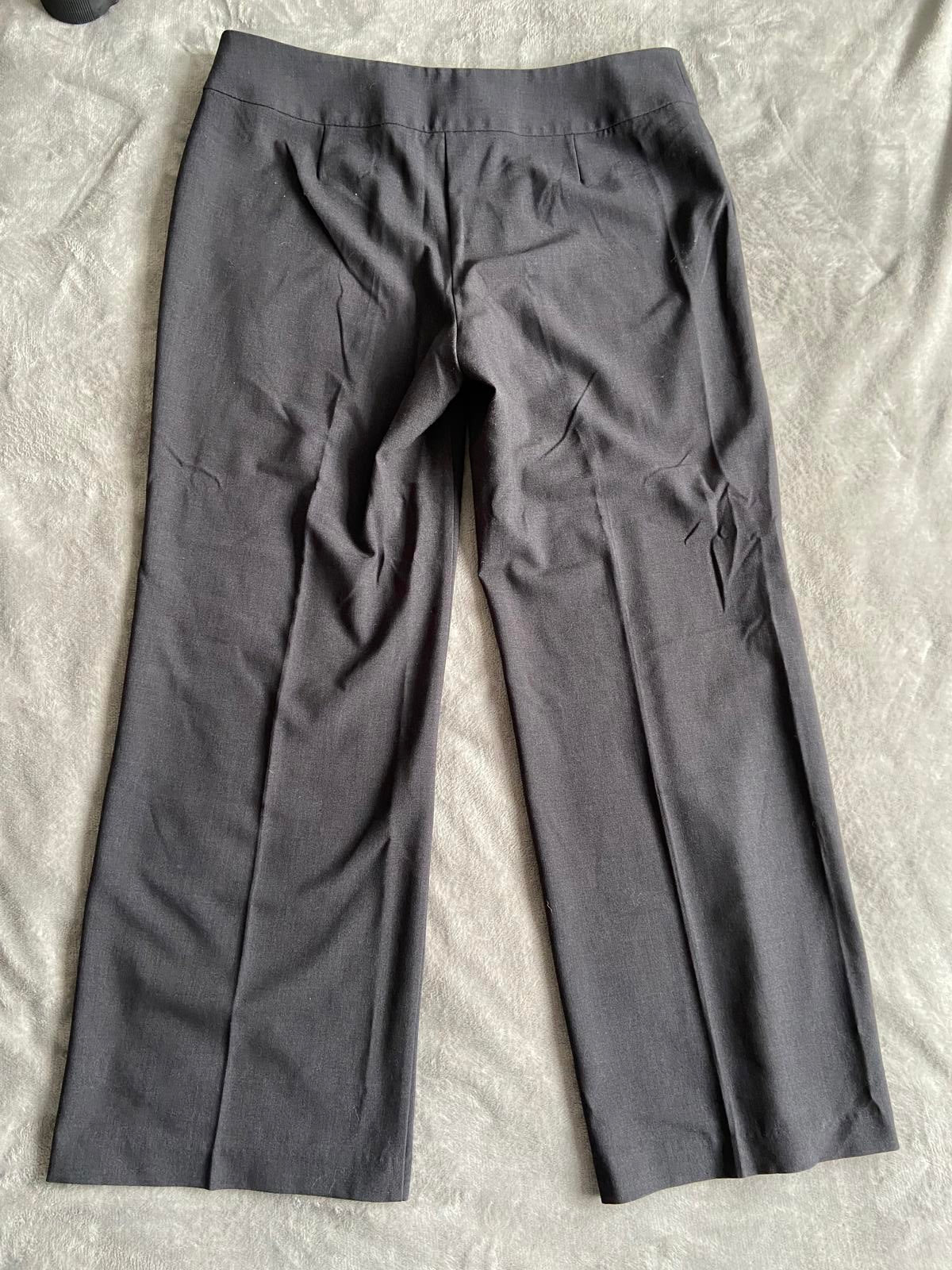 M&S Size 18 Medium Charcoal Grey Smart Wide Leg Trousers 3 Button Detail