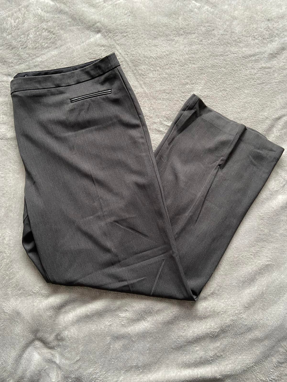 Size 20 Black Wide Leg Smart Trousers 29" Leg Faux Pocket Detail
