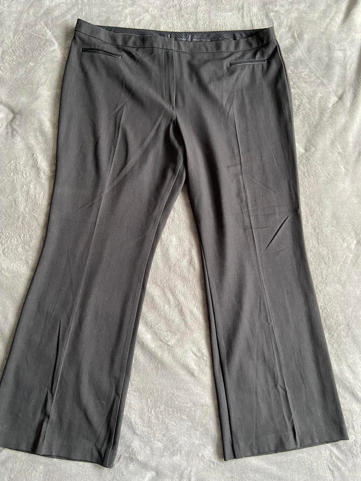 Size 20 Black Wide Leg Smart Trousers 29" Leg Faux Pocket Detail