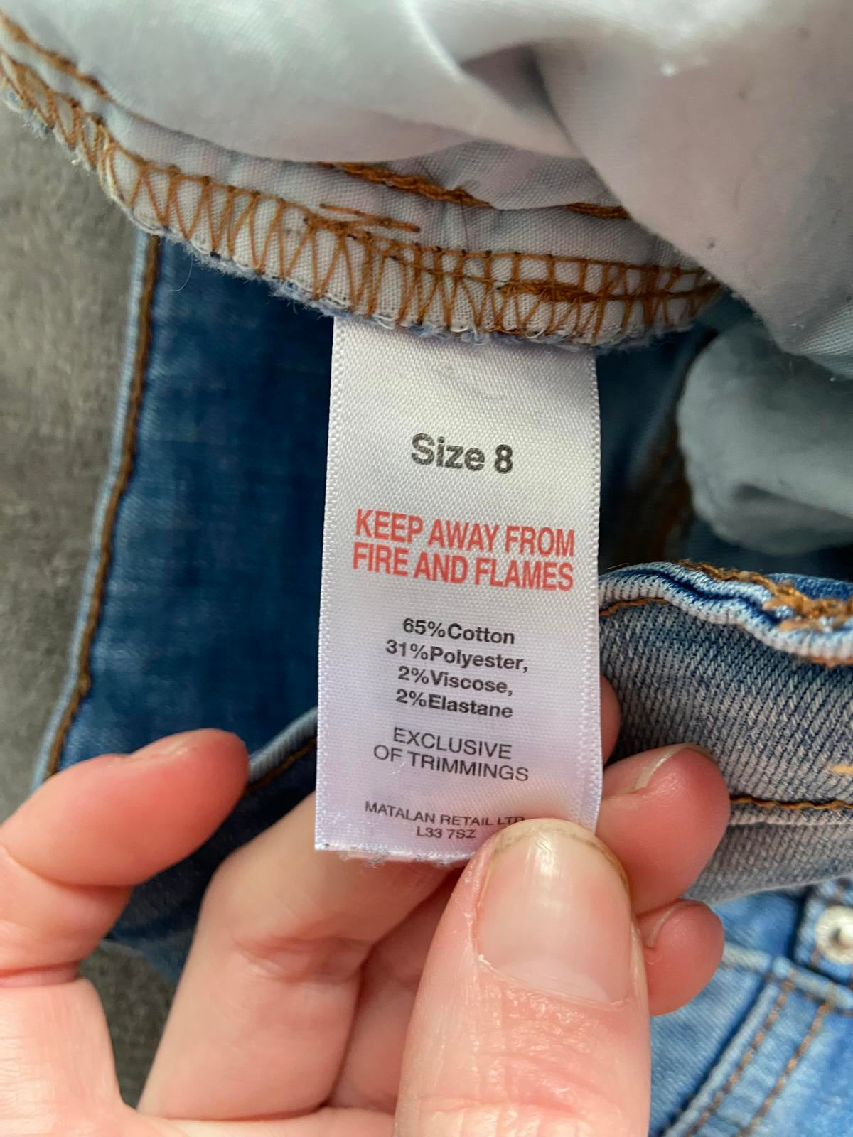 Papaya Size 8 Blue Distressed Skinny Jeans Frayed Ankle Detail 27.5" Leg