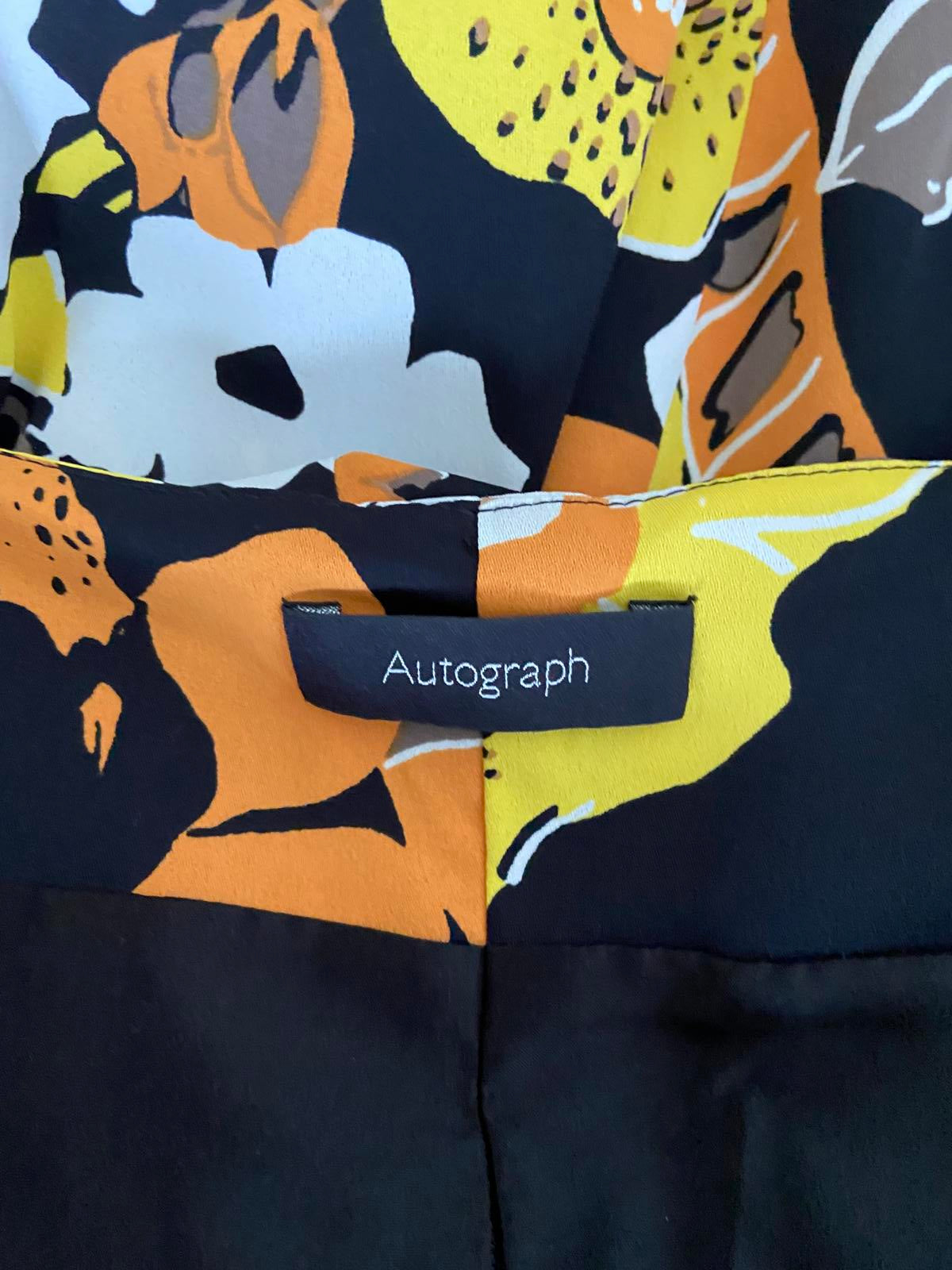 M&S Autograph Size 20 Black Orange Yellow Floral Vibrant Strappy Midi Dress