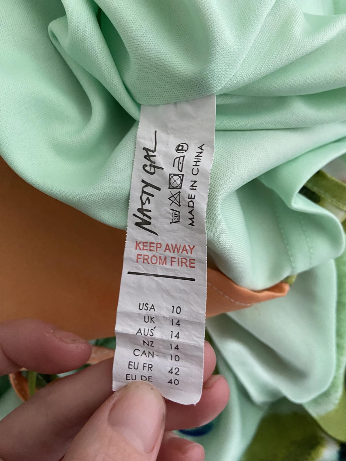 Nasty Gal Size 14 Blue Green Orange Abstract Stripe Strappy Back Mini Dress