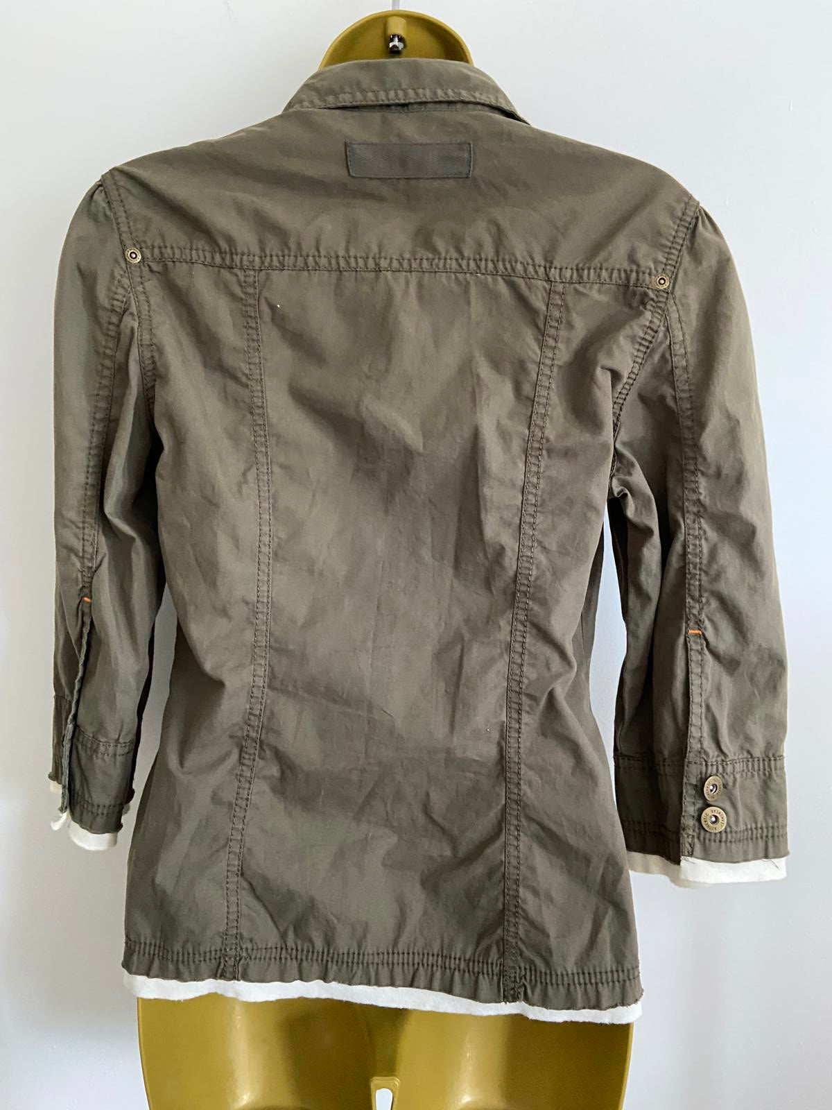 M&S (Marks & Spencer) Ladies Khaki Cotton Shirt - Military Style, Size UK 10