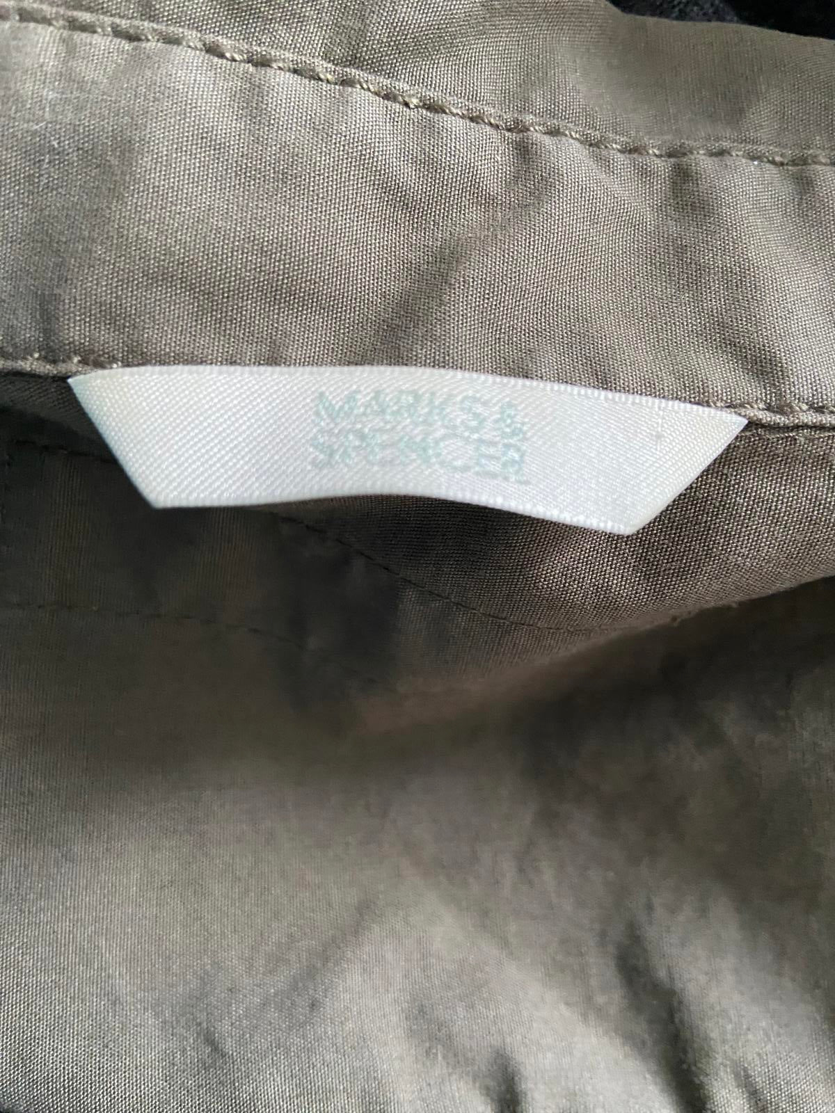 M&S (Marks & Spencer) Ladies Khaki Cotton Shirt - Military Style, Size UK 10