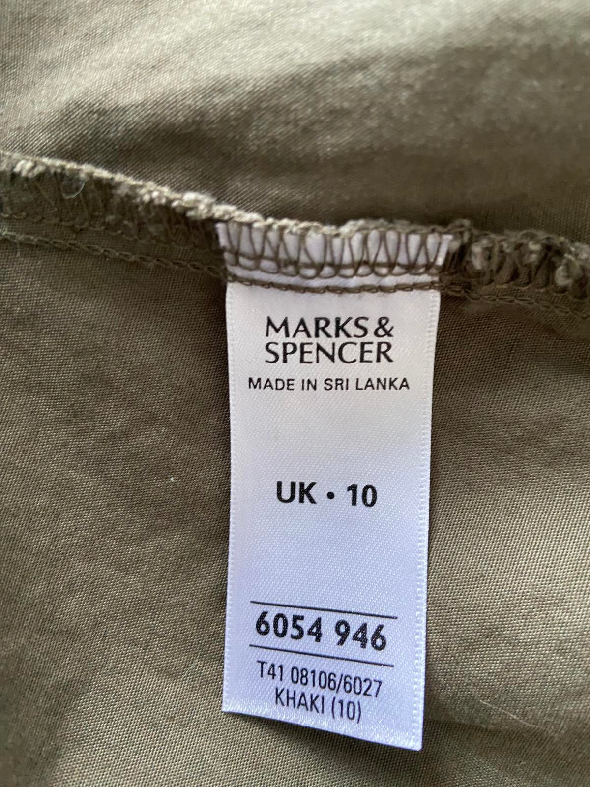 M&S (Marks & Spencer) Ladies Khaki Cotton Shirt - Military Style, Size UK 10