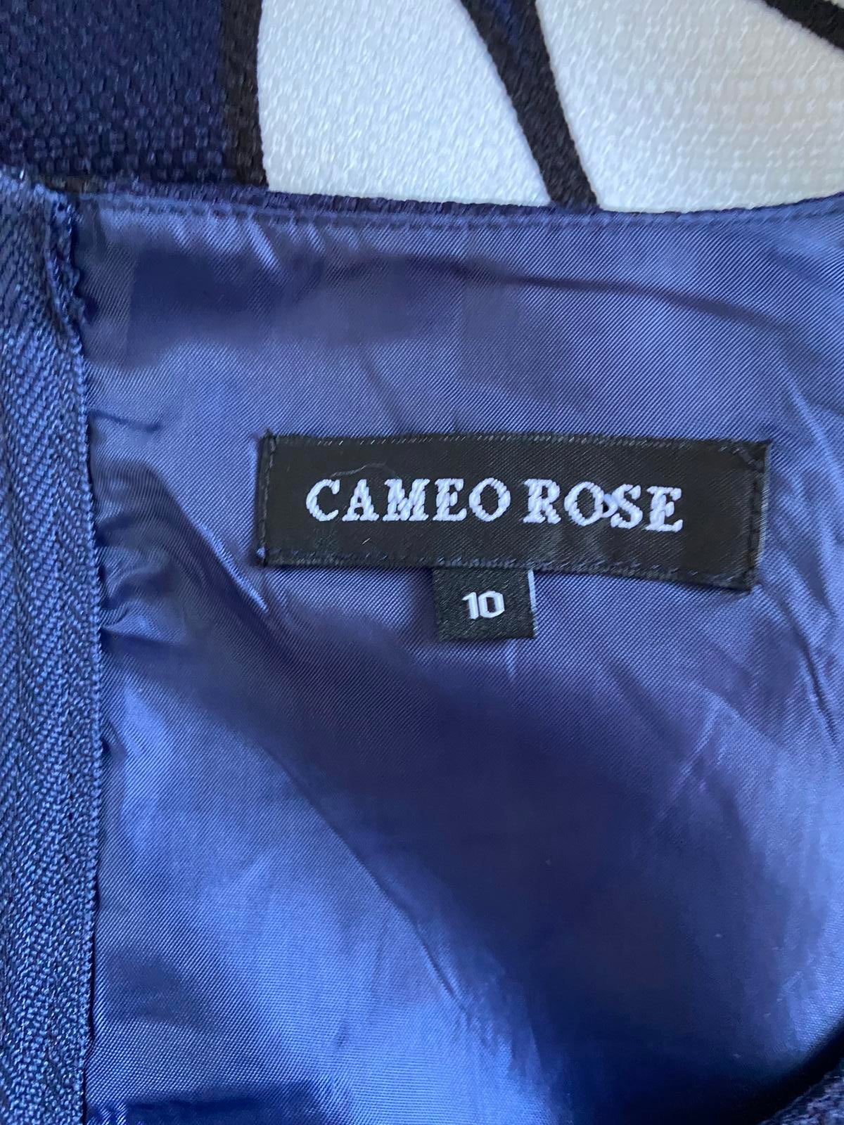 Cameo Rose Size 10 Navy & White Large Floral Fit and Flare Mini Dress